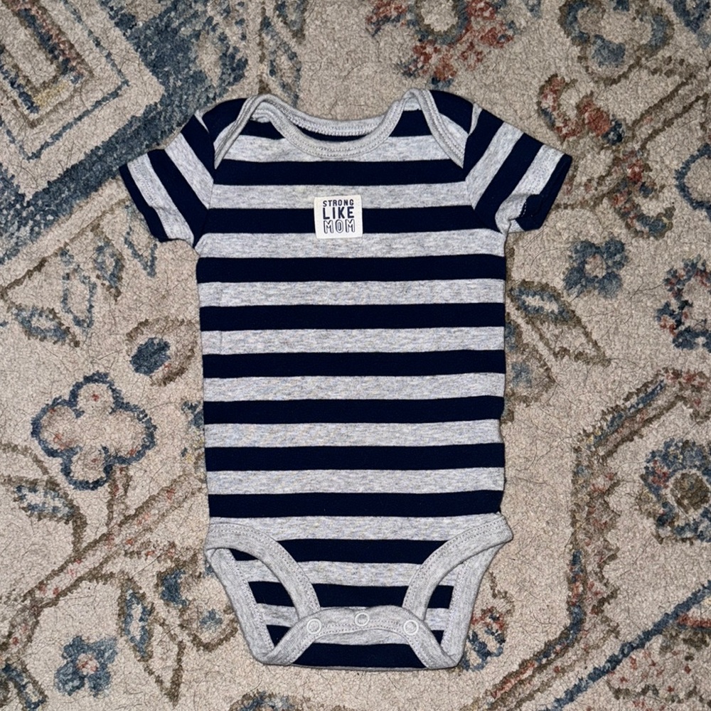 Striped Navy and Gray Kids One Piece